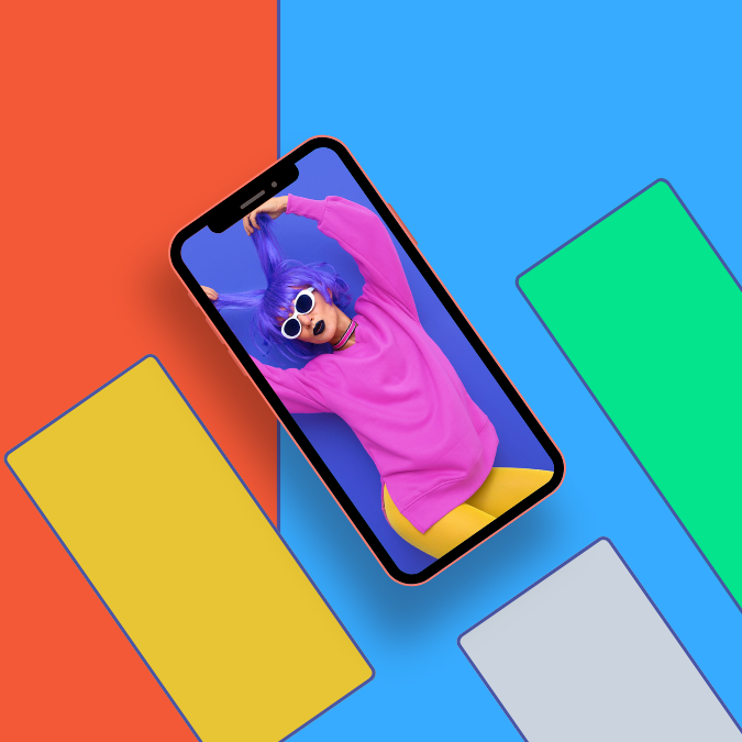 Mobile screens on bright background